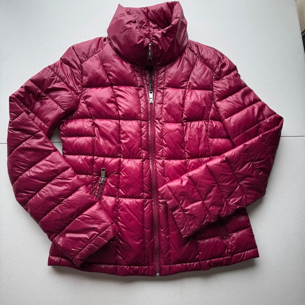 Black Rivet Womens Puffer Jacket Quilted Down Fill Berry Red Size M Winter Gear